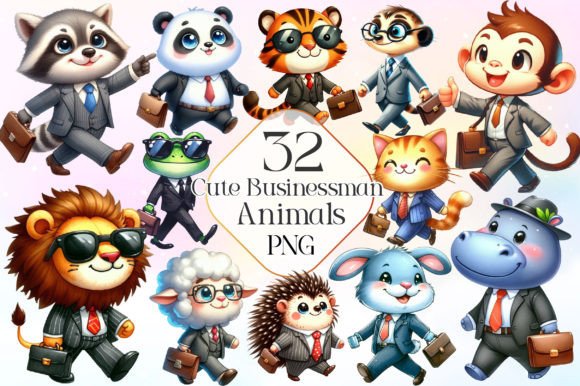 Download Cute Businessman Animals Clipart - Art Collection