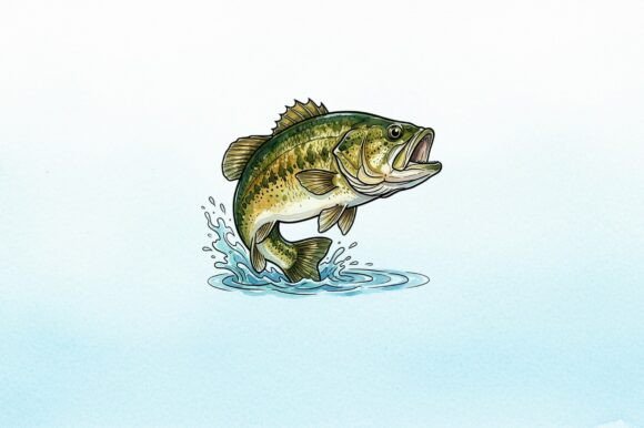 Download Bass Fish Jumping Watercolor Art - Art Collection
