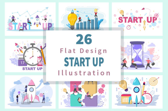 Download 26 Business Startup Flat Illustration - Art Collection