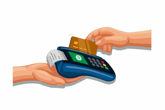 Download Hand Swipe Credit Card on Payment Device - Red Collection