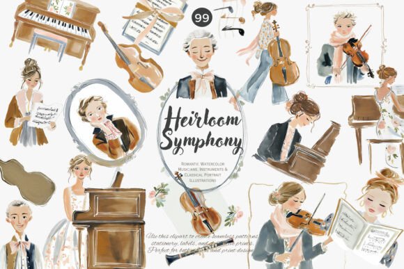 Download Romantic Classical Musicians Clipart Set - Classic Collection