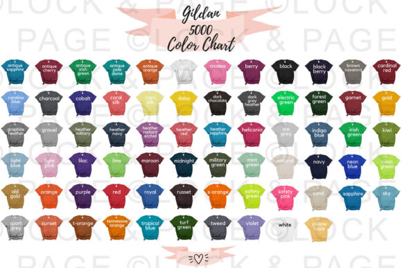 Download Gildan 5000 Color Chart Mockup - Art Collection