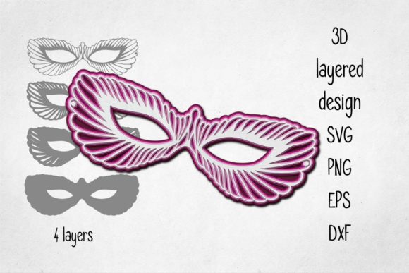 Download 3D Layered Carneval Mask - Red Collection