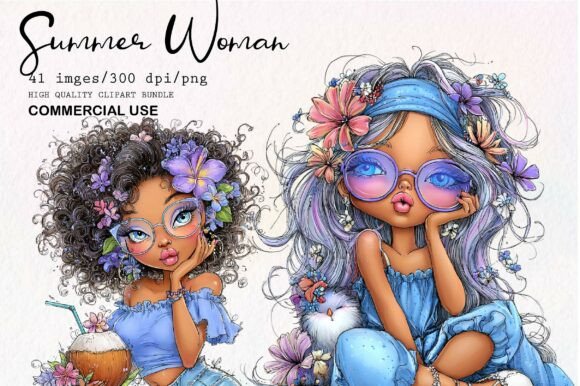 Download Whimsical Summer Woman Clipart - Art Collection