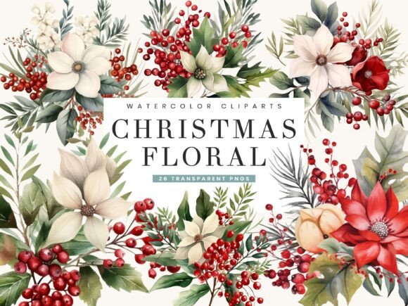 Download Christmas Floral Clipart Bundle - Art Collection