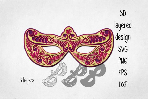 Download Carneval Mask 3 D Layered Cut File - Red Collection