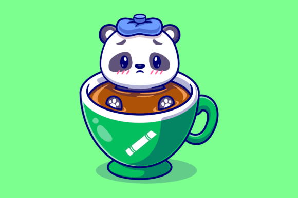 Download Cute Panda Fever in Coffee Cartoon - Art Collection