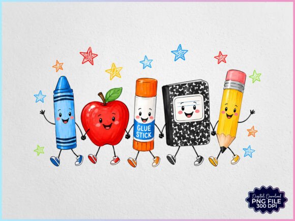 Download Back to School Cartoon Supplies PNG - Art Collection