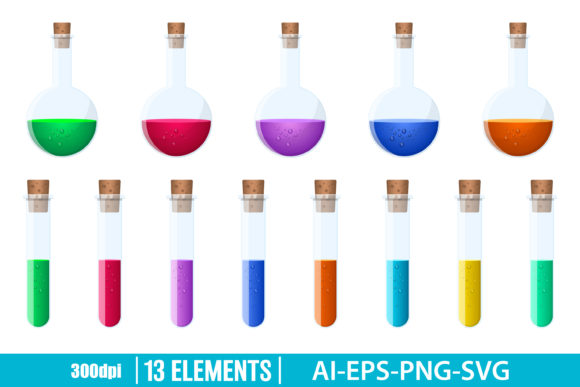 Download Laboratory Chemical Flasks Clipart Set - Art Collection