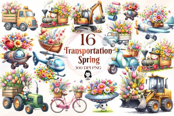 Download Transportation Spring Clipart Bundle - Art Collection